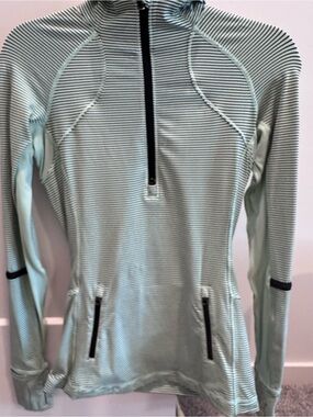 lululemon athletica Mint Green and Black Striped Zip Jacket